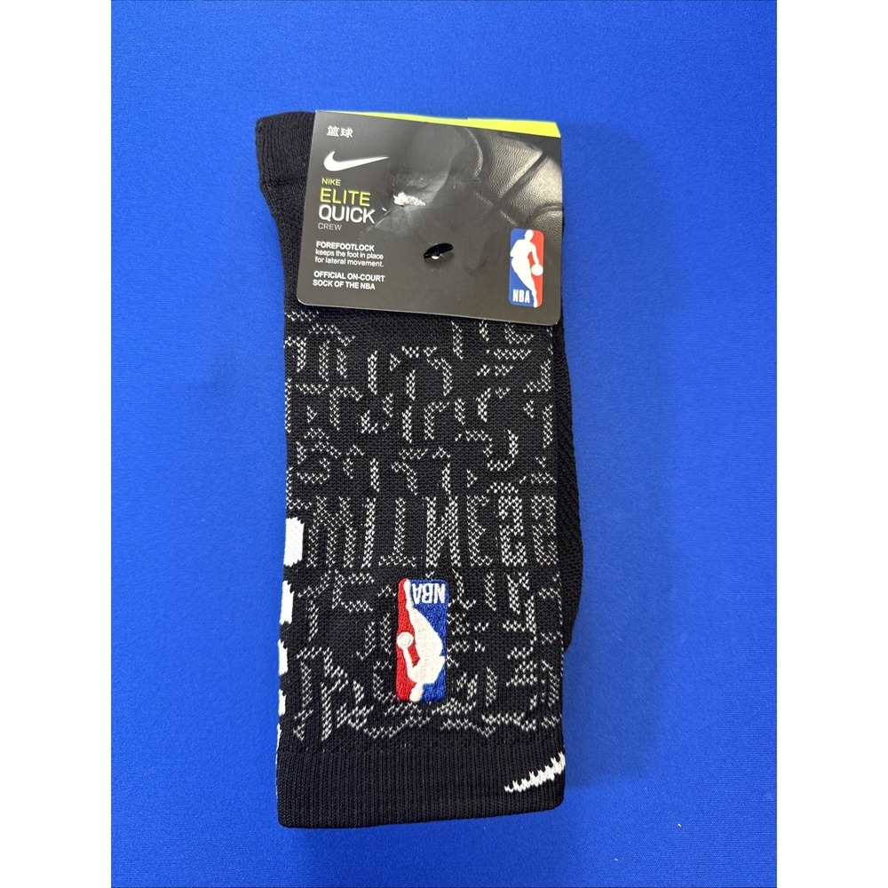 Nike Elite Quick NBA Crew Basketball‎ Socks SX6361-017 Black Gray NWT Size Large